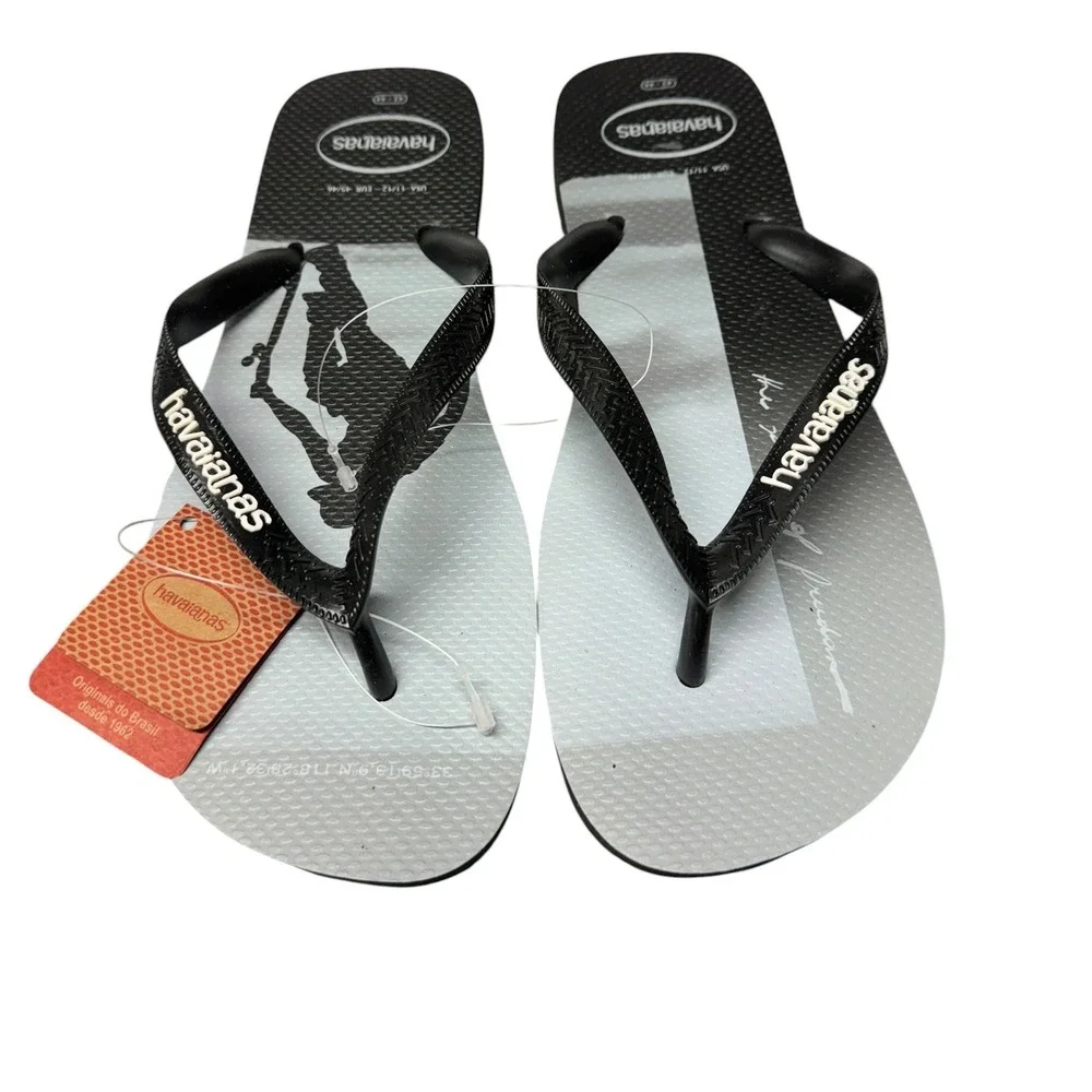Havaianas Hype Flip Flops Skateboard Black White Men's Size 11/12 w/ Tags